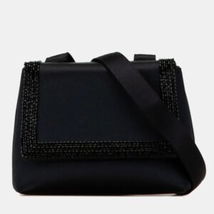 luxury-women-chanel-used-handbags-p1145238-004 Chanel Black Satin Coco Mark Square Shoulder Bag