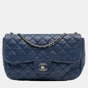 luxury-women-chanel-used-handbags-p1145300-009 Chanel Navy Blue Small Quilted Lambskin Beaded Single Flap