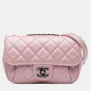 luxury-women-chanel-used-handbags-p1145320-010 Chanel Pink Mini Quilted Metallic Calfskin Coco Pleats Chain Flap