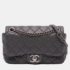 luxury-women-chanel-used-handbags-p1146015-013 Chanel Grey Quilted Lambskin Stitched Single Flap