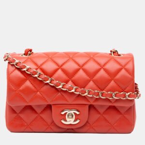 luxury-women-chanel-used-handbags-p1146095-011 Chanel Orange Mini Rectangular Classic Lambskin Single Flap