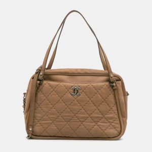 Chanel Brown Quilted Iridescent Calfskin Relax CC Satchel