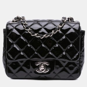 luxury-women-chanel-used-handbags-p1146608-004 Chanel Black Mini Square Classic Patent Single Flap