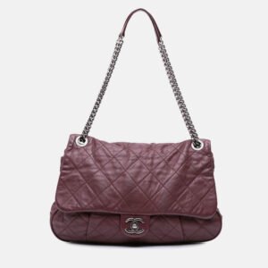Chanel Red Quilted Calfskin Coco Pleats Flap