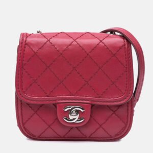 luxury-women-chanel-used-handbags-p1146673-008 Chanel Red Mini Stitched Calfskin Citizen Flap