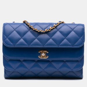 Chanel Blue CC Quilted Calfskin Triple Flap