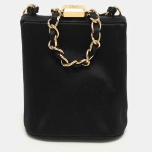 Chanel Black Satin CC Chain Pouch