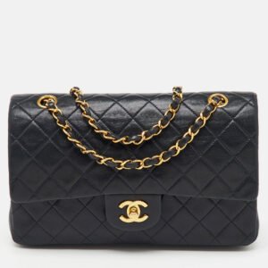 Chanel Black Quilted Leather Medium Classic Double Flap Bag