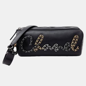 Chanel Black Leather chain bowling bag