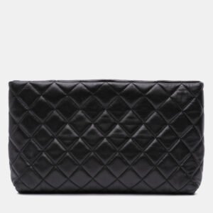 Chanel Black Quilted Lambskin Kiss Lock Clutch