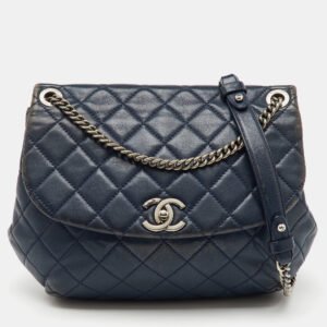 Chanel Navy Blue Quilted Leather Daily Supple Flap Bag