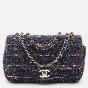 luxury-women-chanel-used-handbags-p1148541-008 Chanel Blue Tweed Small CC Flap Bag