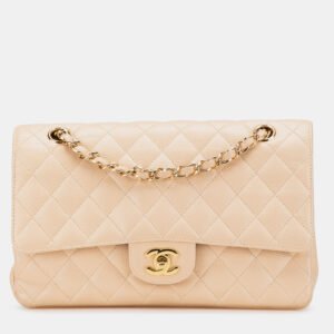 luxury-women-chanel-used-handbags-p1148846-007 Chanel Beige Medium Classic Caviar Double Flap