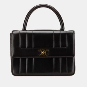 Chanel Black Lambskin Mademoiselle Kelly Top Handle Bag