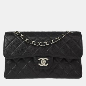 Chanel Black Calfskin Small Classic Double Flap Shoulder Bag