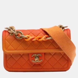 luxury-women-chanel-used-handbags-p1149440-008 Chanel Orange Small Quilted Caviar Sunset On The Sea Flap