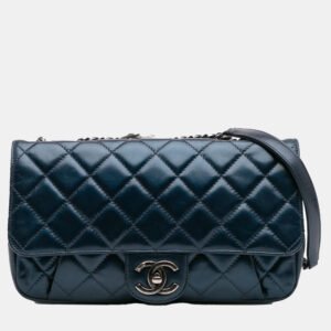 luxury-women-chanel-used-handbags-p1149474-009 Chanel Blue Quilted Glazed Calfskin Coco Pleats Flap