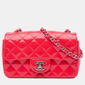 luxury-women-chanel-used-handbags-p1149508-002 Chanel Red Mini Rectangular Classic Patent Single Flap