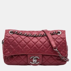 Chanel Red Medium Quilted Caviar Easy Flap