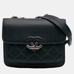 Chanel Blue Quilted Caviar CC Box Mini Flap Bag