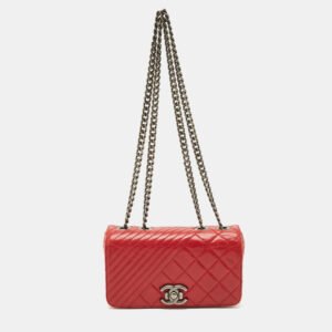 luxury-women-chanel-used-handbags-p1149728-006 Chanel Red Mixed Quilted Leather Small Coco Boy Flap Bag