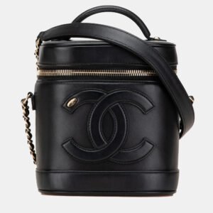 Chanel Black Lambskin  CC Vanity Case