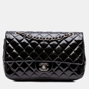 Chanel Black Medium Classic Patent Double Flap