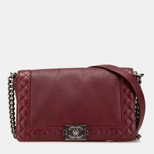 Chanel Red Medium Calfskin Boy Reverso Flap