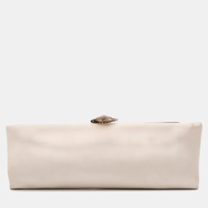 chanel beige satin camellia clutch