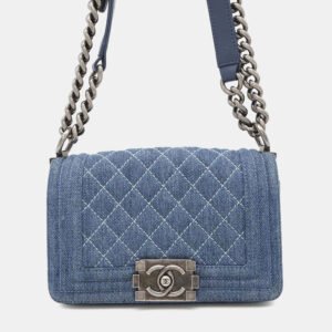 Chanel Blue Denim Boy Chain Mini Shoulder Bag