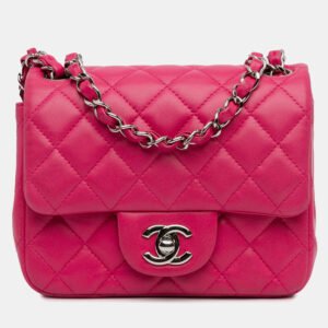 Chanel Pink Mini Square Classic Lambskin Single Flap