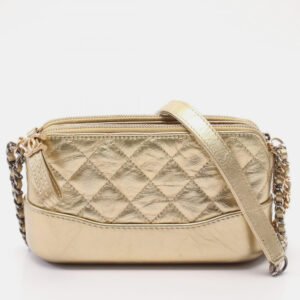 luxury-women-chanel-used-handbags-p1151220-003 Chanel Gold Leather Coco Mark Matelasse Shoulder Chain Bag