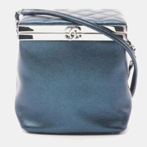 luxury-women-chanel-used-handbags-p1151223-003 Chanel Leather Navy Coco Mark Shoulder Crossbody Bag