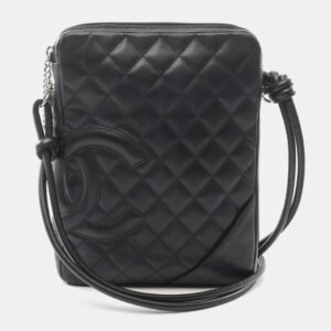 luxury-women-chanel-used-handbags-p1151224-010 Chanel Black Leather Cambon Line Shoulder Crossbody Bag