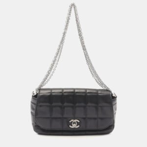 luxury-women-chanel-used-handbags-p1151241-010 Chanel Black Lambskin Chocolate Bar Chain Shoulder Bag