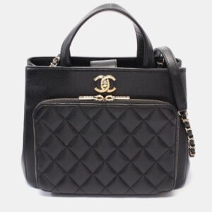 luxury-women-chanel-used-handbags-p1151264-007 Chanel Black Leather Business Affinity Matelasse Shoulder Bag