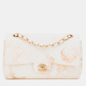 luxury-women-chanel-used-handbags-p1151865-009 Chanel Brown Classic Printed Denim Floral Double Medium Flap Bag