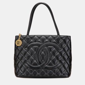 Chanel Black Caviar Medallion Tote Bag