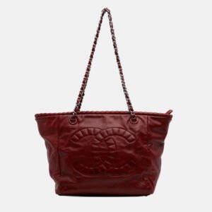 Chanel Red Calfskin On The Bund Tote Bag