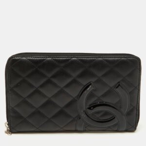Chanel Black Quilted Leather CC Cambon Ligne Zip Around Organizer Wallet