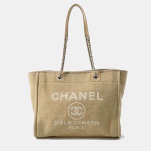Chanel Beige Canvas Deauville Tote Bag
