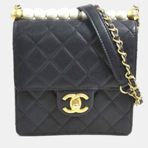 Chanel Black/Off-White Leather Chic Pearl Shoulder Bag