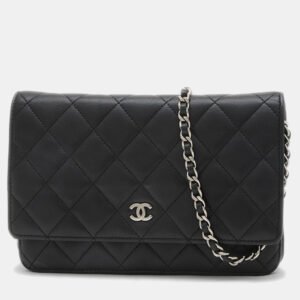 Chanel Black Lambskin Classic Wallet on Chain