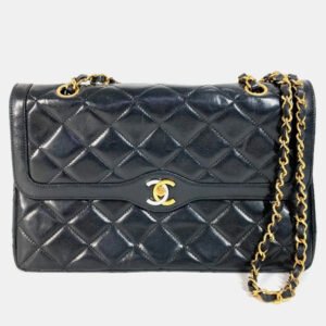 luxury-women-chanel-used-handbags-p1153633-001 Chanel Black Lambskin Quilted Paris Flap Shoulder Bag
