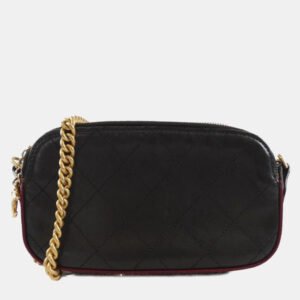 Chanel Black Lambskin Quilted CC In Love Heart Coin Purse With Chain