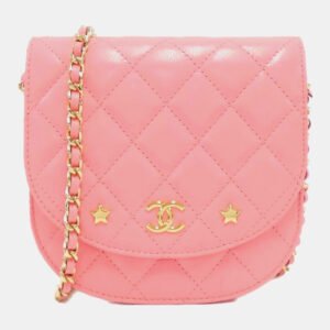 Chanel Pink Leather Flap Shoulder Bag