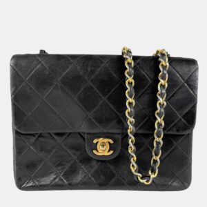 luxury-women-chanel-used-handbags-p1153704-007 Chanel Black Leather Classic Flap Shoulder Bag