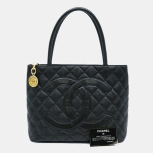 Chanel Black Caviar Skin Medallion Tote Bag