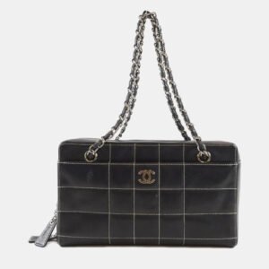 luxury-women-chanel-used-handbags-p1153716-018 Chanel Black Lambskin Square Stitched Shoulder Bag