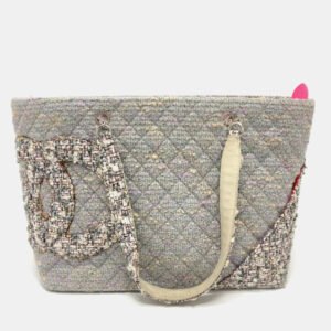 Chanel Grey Tweed Quilted Cambon Tote Bag